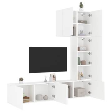 5 Piece White TV Wall Units - Stylish & Space-Saving Design