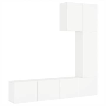 5 Piece White TV Wall Units - Stylish & Space-Saving Design