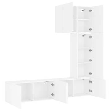 5 Piece White TV Wall Units - Stylish & Space-Saving Design