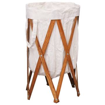 Folding Laundry Basket - Cream Wood & Fabric | Hipo Market