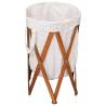 Folding Laundry Basket - Cream Wood & Fabric | Hipo Market