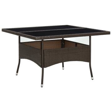 Outdoor Dining Table - Brown Poly Rattan & Glass | HipoMarket