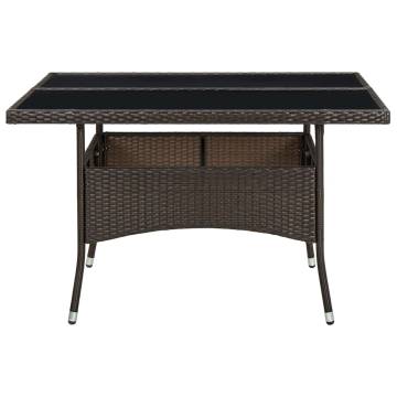 Outdoor Dining Table - Brown Poly Rattan & Glass | HipoMarket