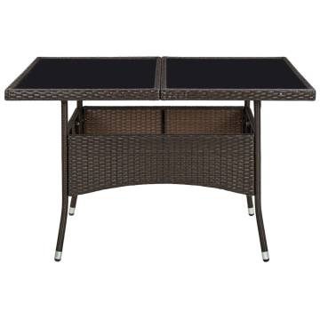 Outdoor Dining Table - Brown Poly Rattan & Glass | HipoMarket