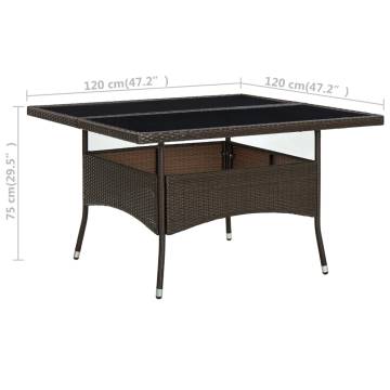 Outdoor Dining Table - Brown Poly Rattan & Glass | HipoMarket