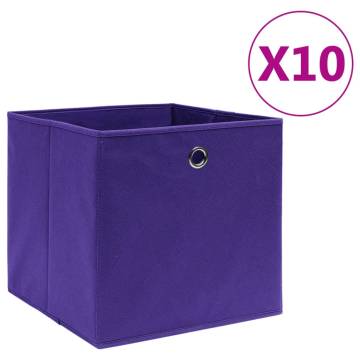 Stylish Purple Storage Boxes - 10 pcs Non-woven | HipoMarket