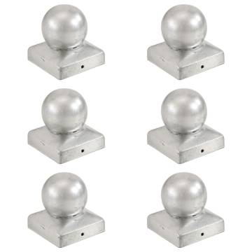 Post Caps 6 pcs Globe Final Galvanised Metal 71x71 mm