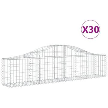 Arched Gabion Baskets 30 pcs - Galvanised Iron Garden Barriers