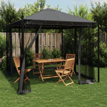 Gazebo with Mesh Walls Anthracite 2.93x2.93 m Steel - Durable Outdoor 