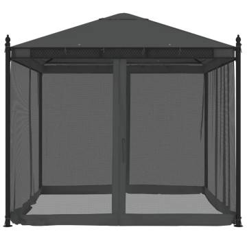 Gazebo with Mesh Walls Anthracite 2.93x2.93 m Steel - Durable Outdoor 