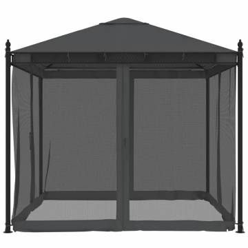 Gazebo with Mesh Walls Anthracite 2.93x2.93 m Steel - Durable Outdoor 