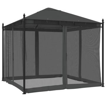 Gazebo with Mesh Walls Anthracite 2.93x2.93 m Steel - Durable Outdoor 