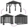 Gazebo with Mesh Walls Anthracite 2.93x2.93 m Steel - Durable Outdoor 