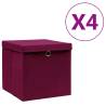 Storage Boxes with Covers - 4 pcs Dark Red 28x28x28 cm