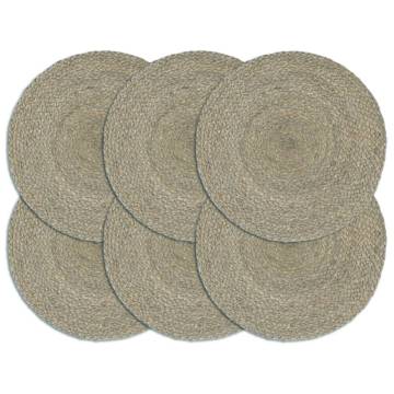 Placemats 6 pcs Plain Grey 38 cm Round Jute - Unique & Handmade