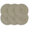  Placemats 6 pcs Plain Grey 38 cm Round Jute Colour grey Quantity in Package 6 Material jute 