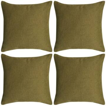 Cushion Covers 4 pcs Linen-look Green 80x80 cm | HipoMarket