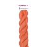 Durable Orange Work Rope 20mm x 50m - Polypropylene