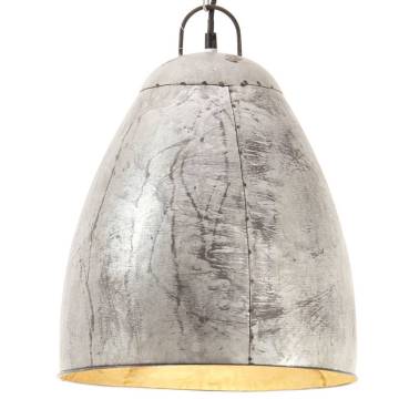 Industrial Hanging Lamp 25W Silver Round 32 cm E27 | HipoMarket