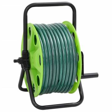 Free Standing Green Hose Reel & Fitting Set - 20m PVC