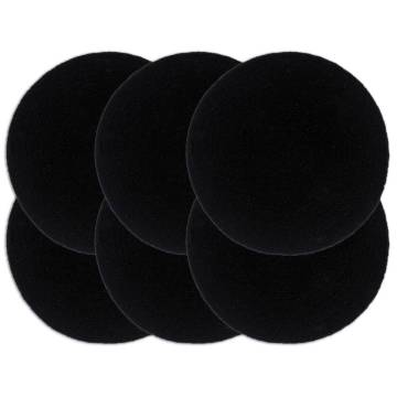 6 Pcs Round Black Cotton Placemats - Unique Handmade Design