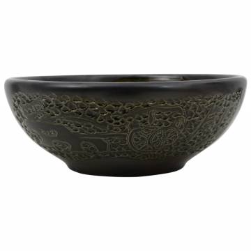 Black Round Countertop Basin 41x14 cm - Elegant Ceramic Design