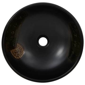 Black Round Countertop Basin 41x14 cm - Elegant Ceramic Design