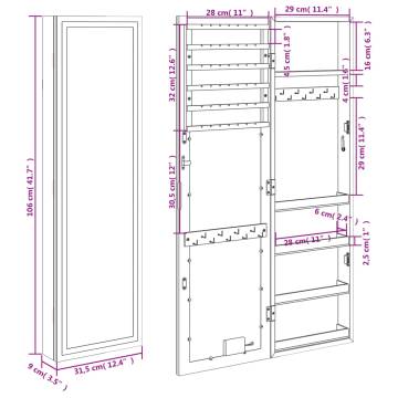 Mirror Jewellery Cabinet with LED Lights - Hipomarket UK