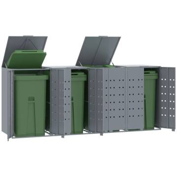 Wheelie Bin Storage for 4 Bins - Grey Steel | Hipo Market