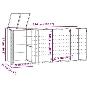 Wheelie Bin Storage for 4 Bins - Grey Steel | Hipo Market