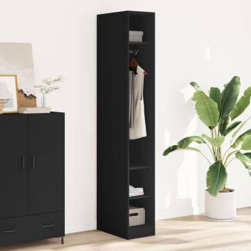 Stylish Black Wardrobe - 30x50x200 cm Engineered Wood