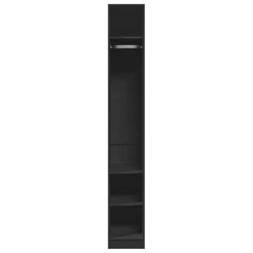 Stylish Black Wardrobe - 30x50x200 cm Engineered Wood