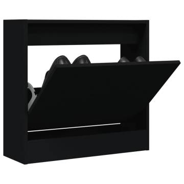 Shoe Cabinet Black 60x21x57 cm - Organised Storage Solution