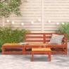 Garden Sofa with Footstool - Wax Brown Solid Wood Pine