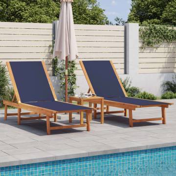 Blue Acacia Sun Loungers - 2pcs Durable & Adjustable