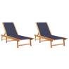 Blue Acacia Sun Loungers - 2pcs Durable & Adjustable