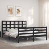 Bed Frame with Headboard Black - 160x200 cm Solid Wood