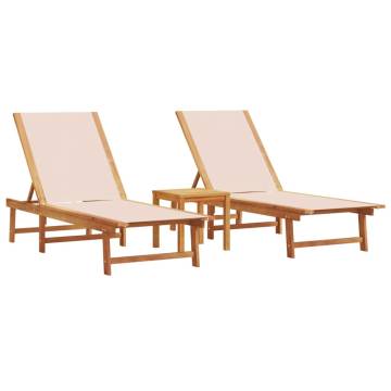 Classic Sun Loungers Set with Table - Acacia & Textilene