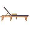 Blue Sun Lounger with Table | Solid Acacia Wood & Textilene