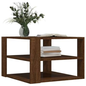 Stylish Brown Oak Coffee Table - 59.5x59.5x40 cm