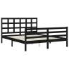 Bed Frame with Headboard Black - 160x200 cm Solid Wood