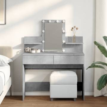 Stylish Dressing Table with LED - Concrete Grey 100x40 cm