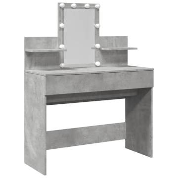 Stylish Dressing Table with LED - Concrete Grey 100x40 cm