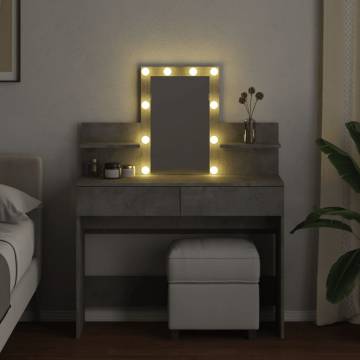 Stylish Dressing Table with LED - Concrete Grey 100x40 cm