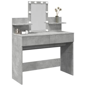 Stylish Dressing Table with LED - Concrete Grey 100x40 cm