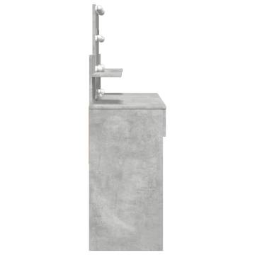 Stylish Dressing Table with LED - Concrete Grey 100x40 cm