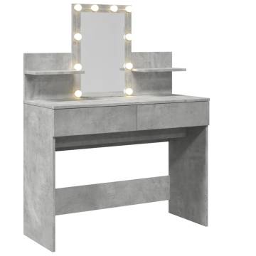 Stylish Dressing Table with LED - Concrete Grey 100x40 cm