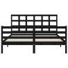 Bed Frame with Headboard Black - 160x200 cm Solid Wood