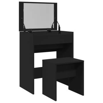 Dressing Table and Stool Black - 60x40x113.5 cm | HipoMarket