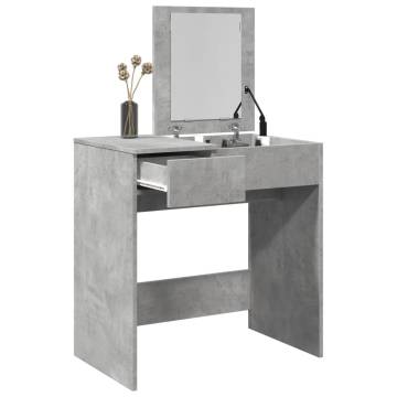 Dressing Table with Mirror in Concrete Grey - 73x46.5x120 cm